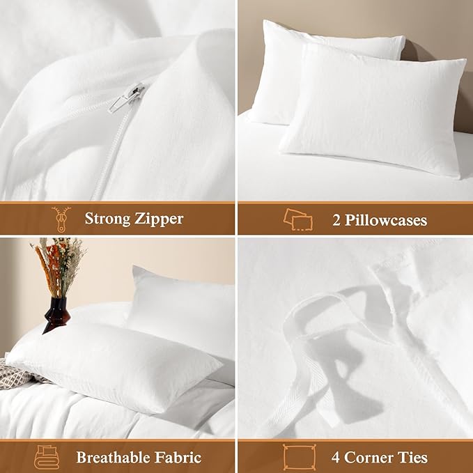 Linen Duvet Cover Set - Queen - 3 Piece