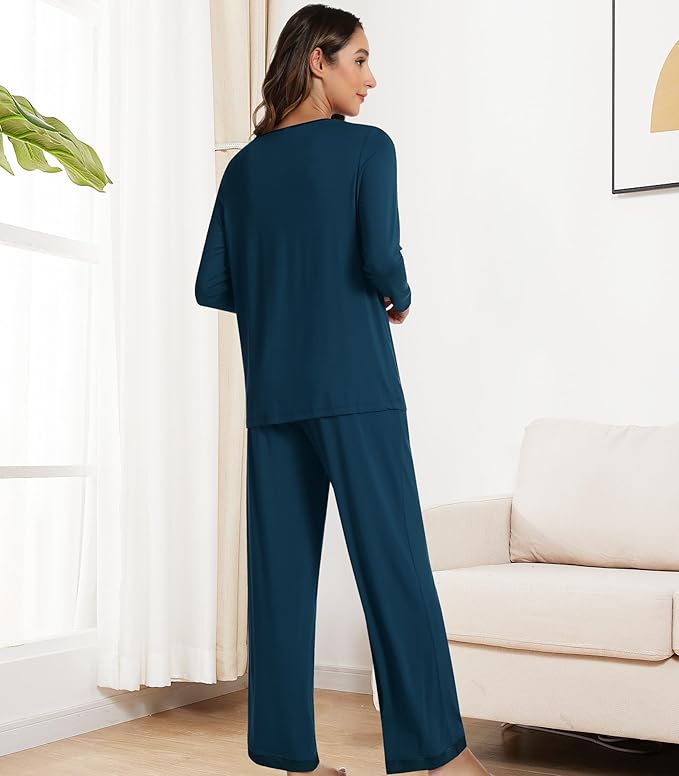 Women's Bamboo Pants Pajama Set - Long Sleeve - 2 Piece