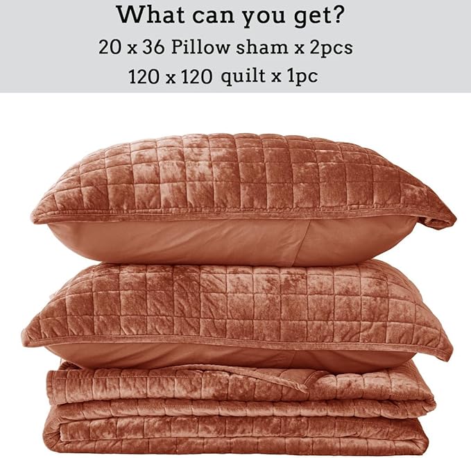 Velvet Quilt Set - King - 3 Piece