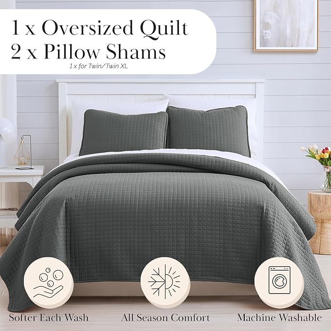 Microfiber Quilt Set - Twin