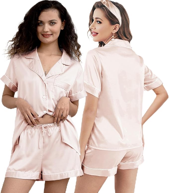 Satin Shorts Pajama Set - 3 Piece