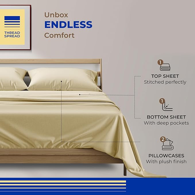 Cooling Bed Sheet Set - Queen - 16 in Deep Pocket - 4 Piece