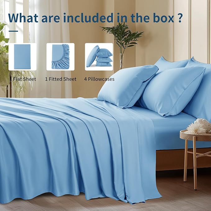 Bamboo Cooling Bed Sheet Set - California King - 6 Piece