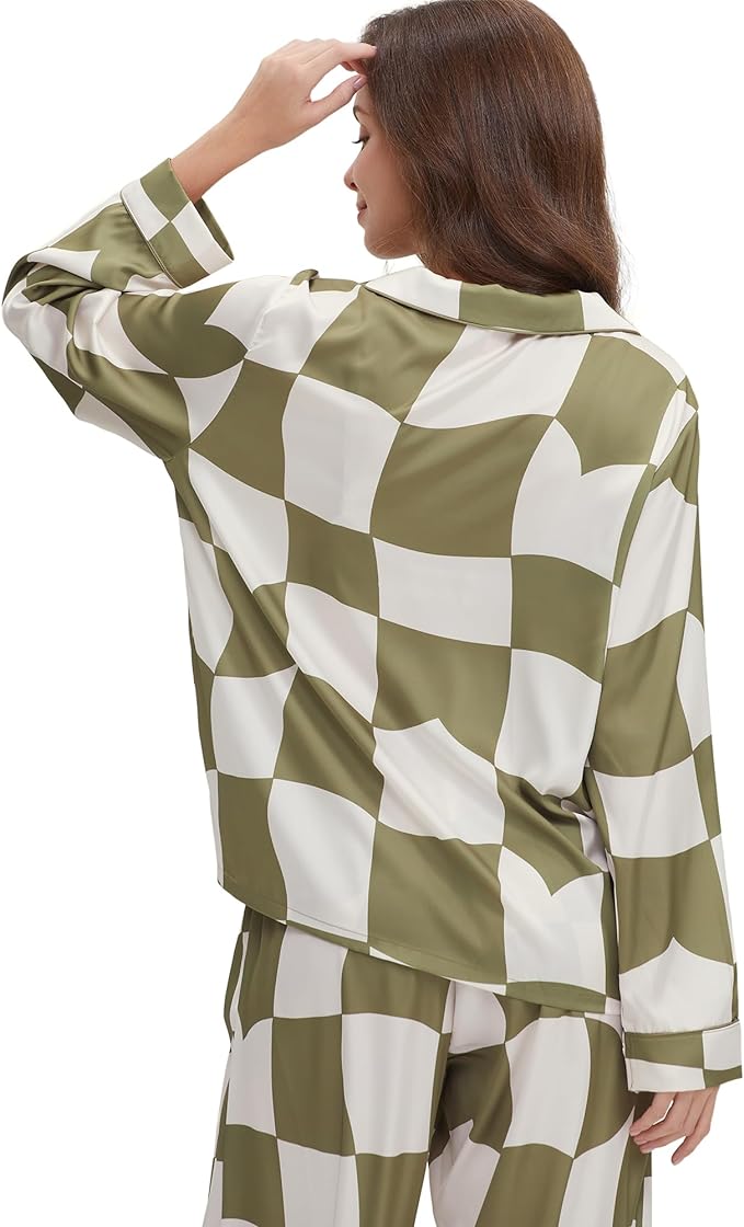 Satin Pajama Set - Long Sleeve - 2 Piece
