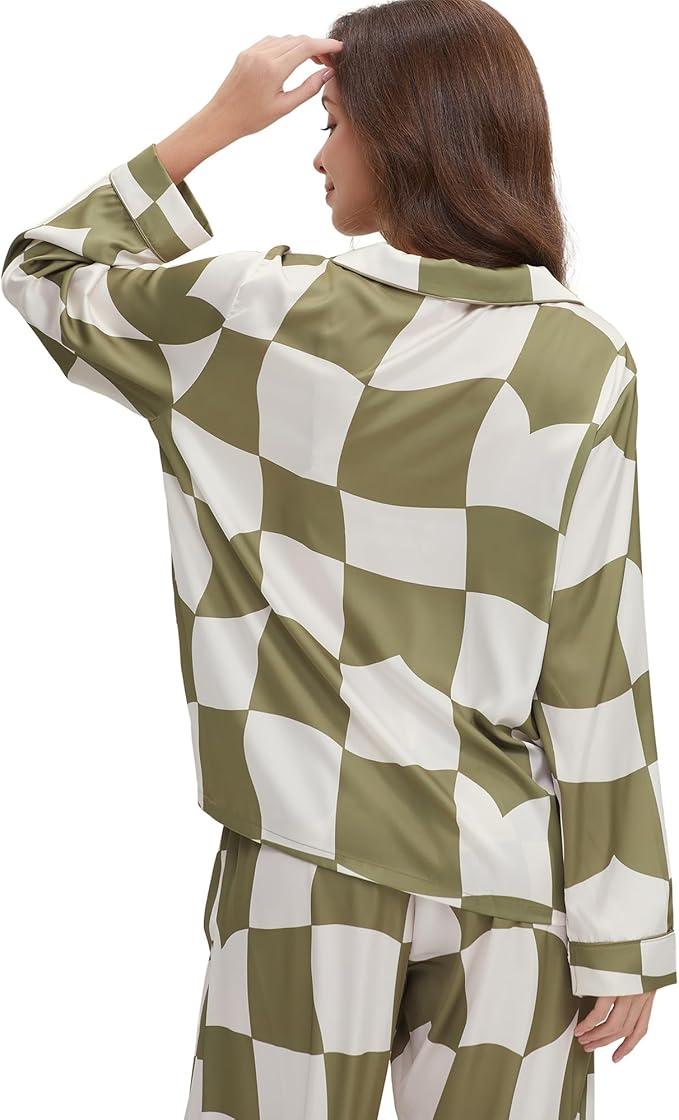 Satin Pajama Set - Long Sleeve - 2 Piece