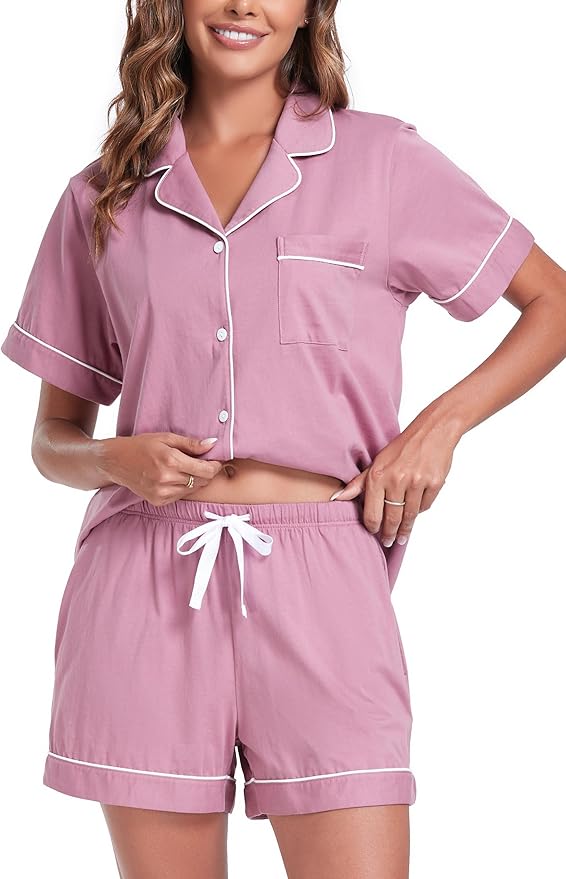 100% Cotton Pajama Set - Short Sleeve - 2 Piece