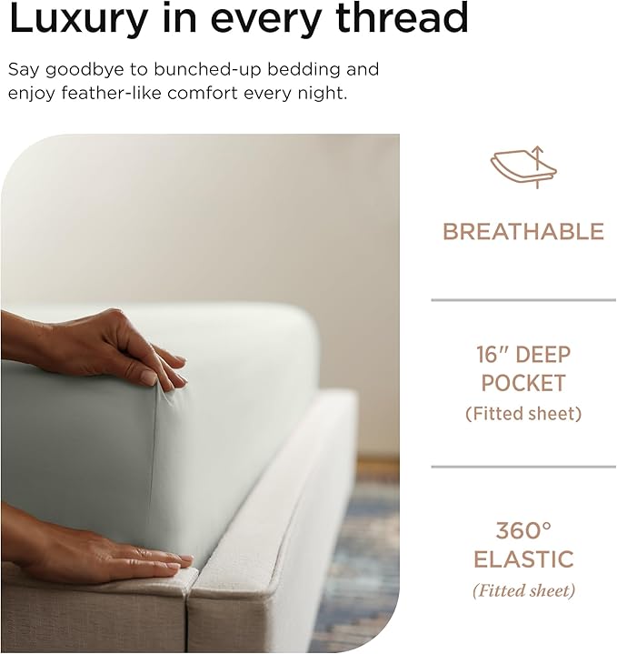100% Cotton Cooling Bed Sheet Set - Full - 4 Piece