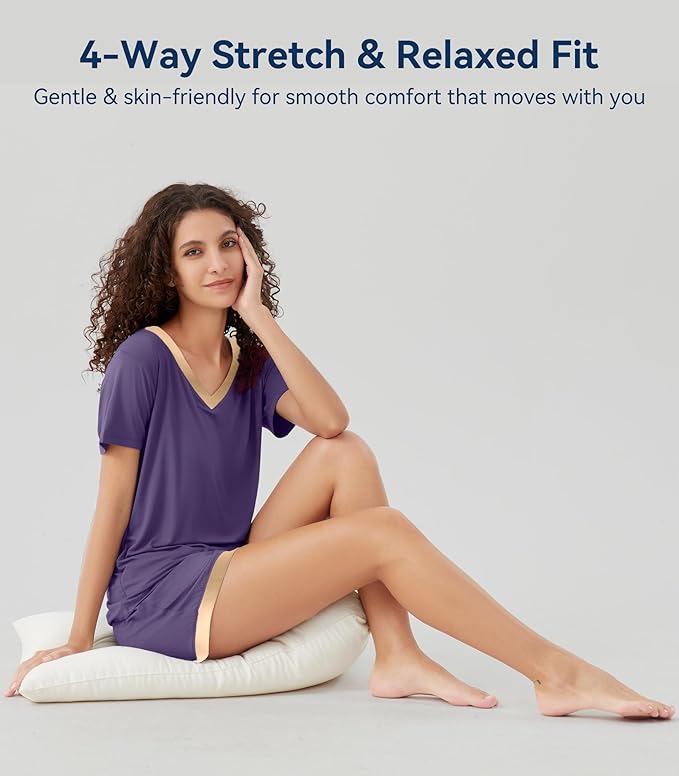 Women's Bamboo Cooling Pajama Set - Short Sleeve - 2 Piece