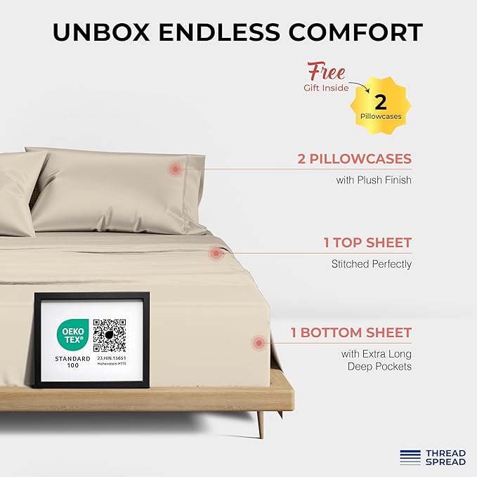 Cooling Bed Sheet Set - King - 17 in Deep Pocket - 4 Piece