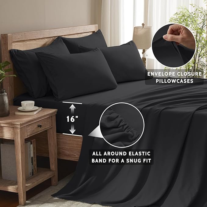 Cooling Bed Sheet Set - Queen - 16 in Deep Pocket - 6 Piece