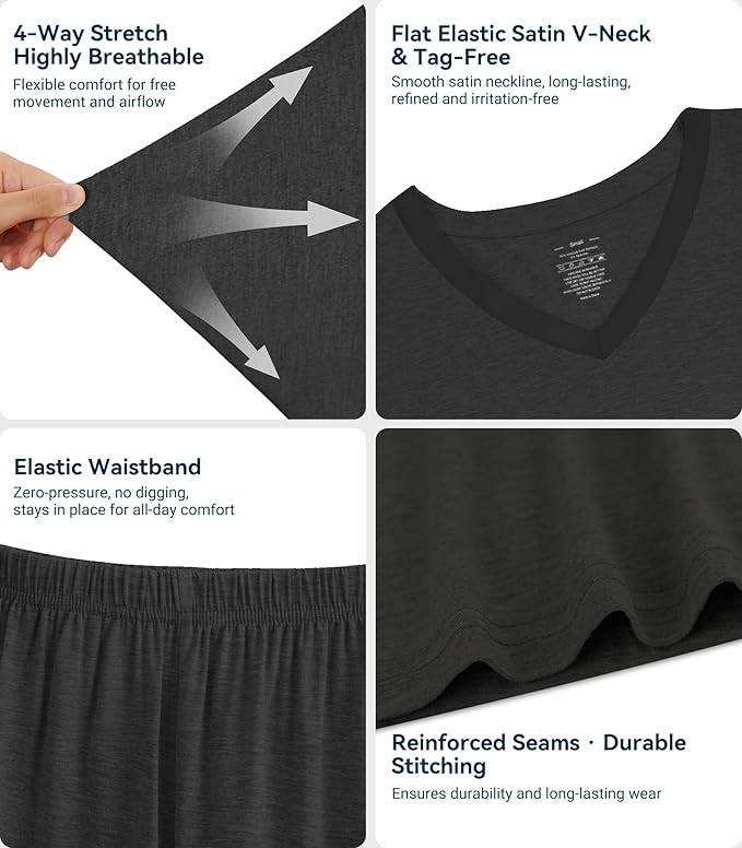 Women's Bamboo Cooling Pajama Set - Short Sleeve - 2 Piece