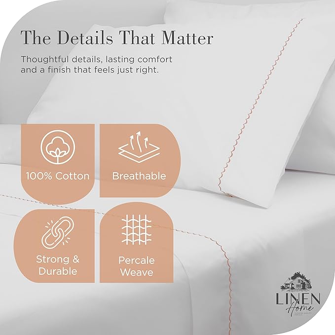 100% Cotton Pillowcase Set - King - 2 Piece