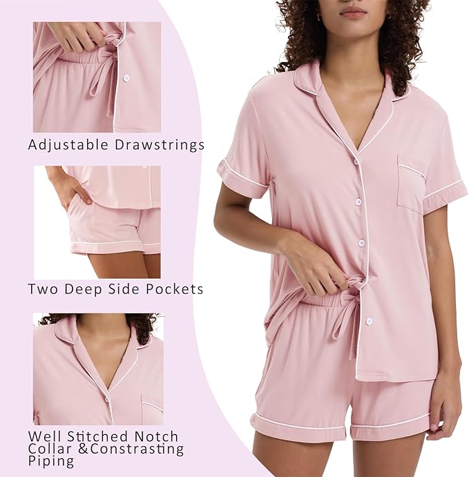 Women's Bamboo Cooling Pajama Set - Short Sleeve - 2 Piece