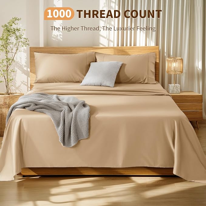 100% Cotton Bed Sheet Set - California King - 4 Piece