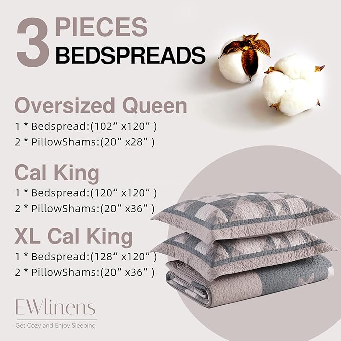100% Cotton Bedding Set - King - 3 Piece