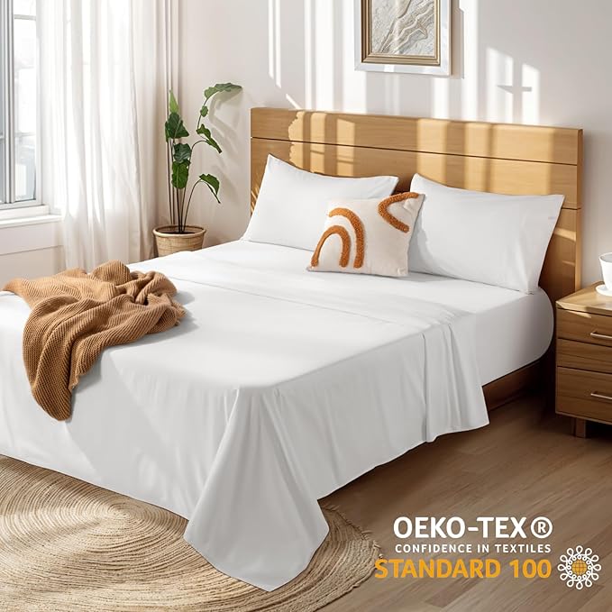 100% Cotton Bed Sheet Set - California King - 4 Piece