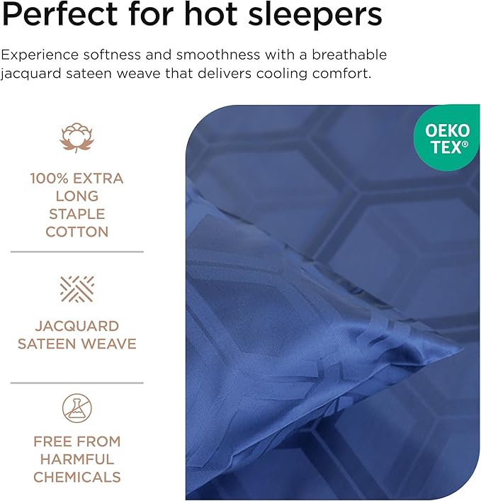 100% Cotton Cooling Bed Sheet Set - King - 4 Piece