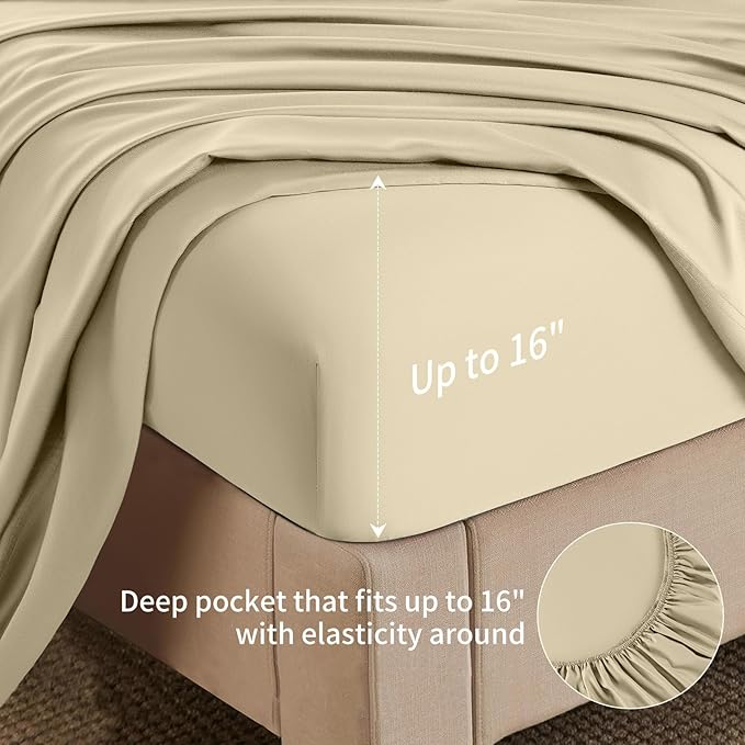 Bamboo Cooling Bed Sheet Set - Queen - 6 Piece