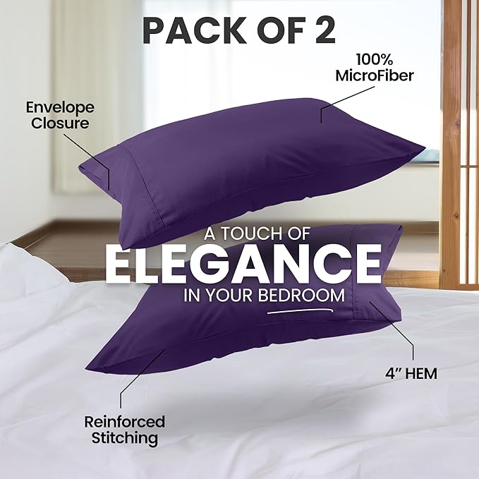 Microfiber Pillowcase Set - Queen - 20 x 30 in - 2 Pack