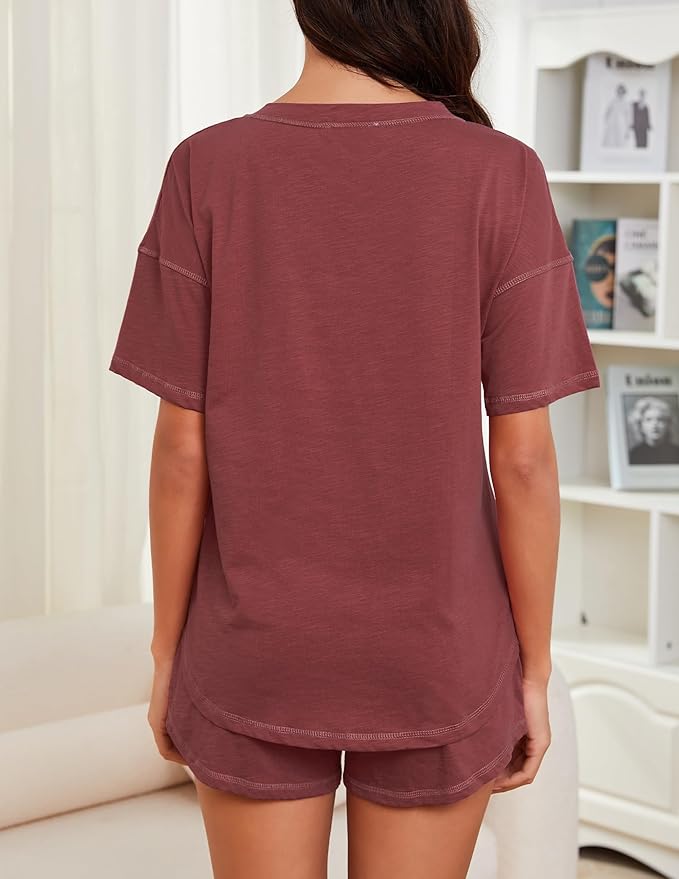 Women's 100% Cotton Shorts Pajama Set - Short Sleeve - 2 Piece