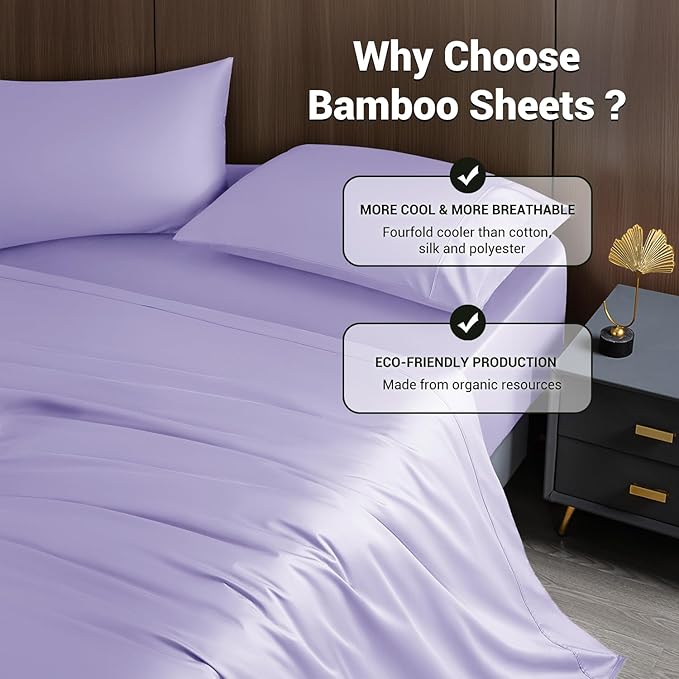 Bamboo Cooling Bed Sheet Set - California King - 4 Piece