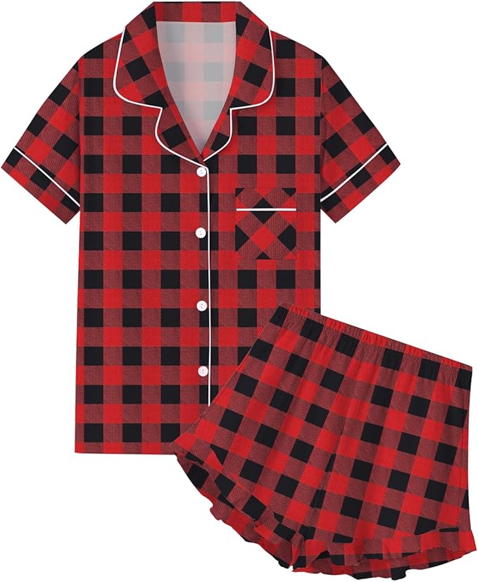 100% Cotton Shorts Pajama Set - Short Sleeve - 2 Piece