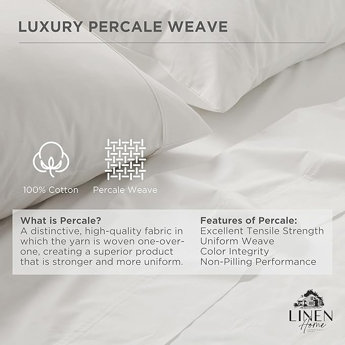 100% Cotton Pillowcase Set - King - 2 Piece