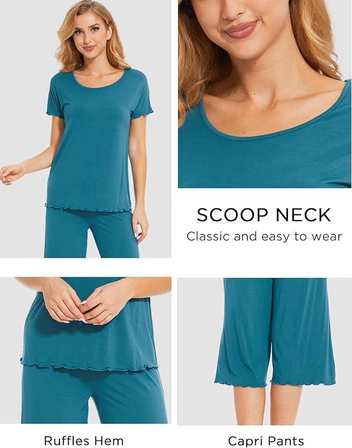 Bamboo Capri Pajama Set - Short Sleeve - 2 Piece