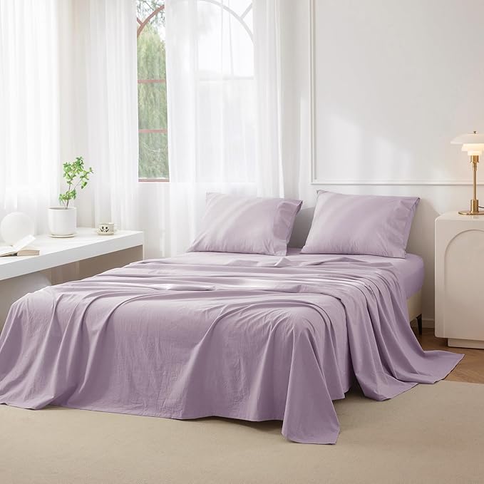 Linen Bed Sheet Set - Queen - 4 Piece