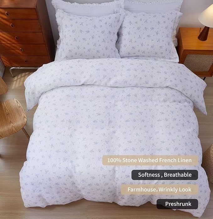 Linen Duvet Cover Set - Queen - 3 Piece
