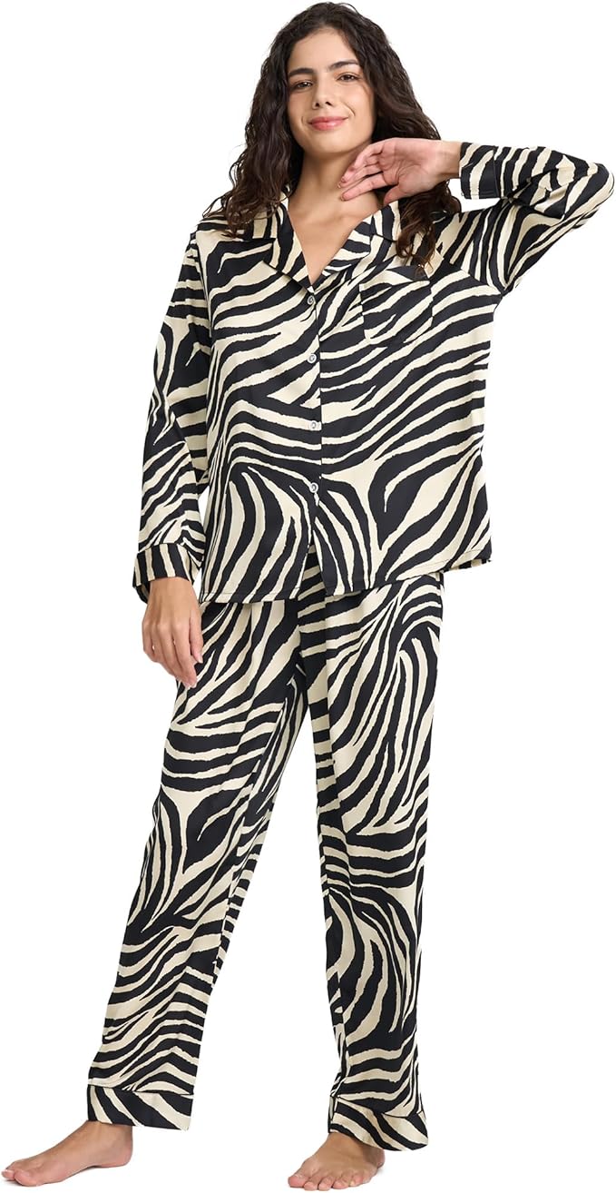 Satin Pajama Set - Long Sleeve - 2 Piece