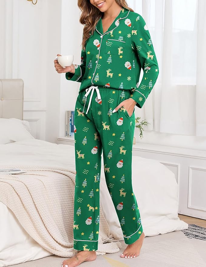 Women's 100% Cotton Pajama Set - Long Sleeve - 2 Piece