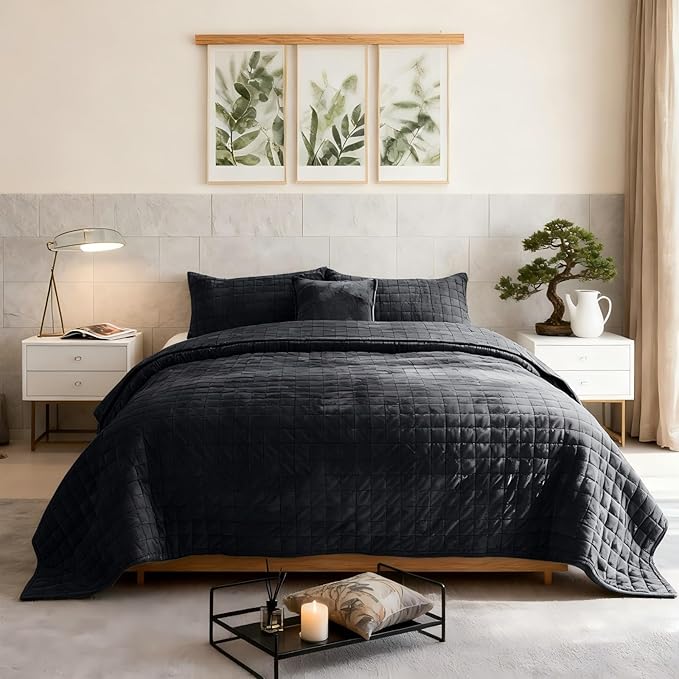Velvet Quilt Set - King - 3 Piece