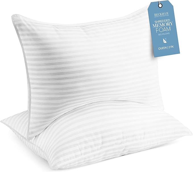 Memory Foam Cooling Bed Pillow - Queen - 2 Pack
