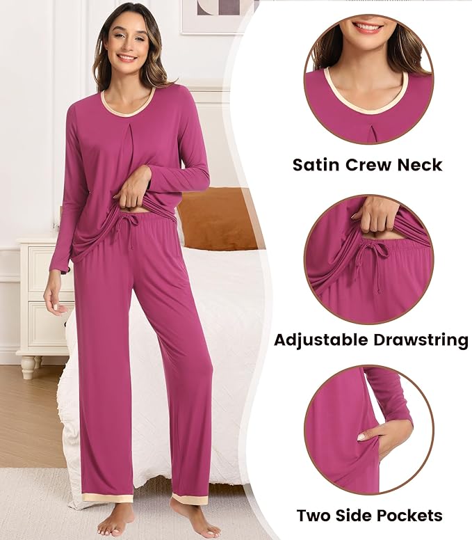 Women's Bamboo Pants Pajama Set - Long Sleeve - 2 Piece