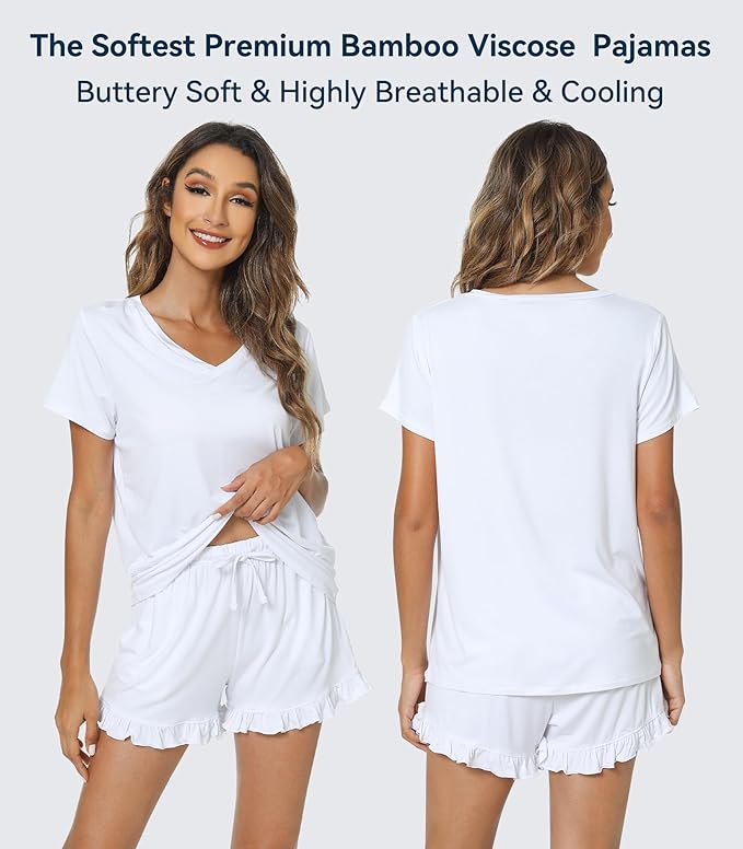 Bamboo Cooling Shorts Pajama Set - Short Sleeve - 2 Piece