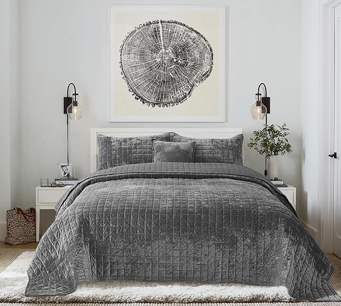 Velvet Quilt Set - King - 3 Piece