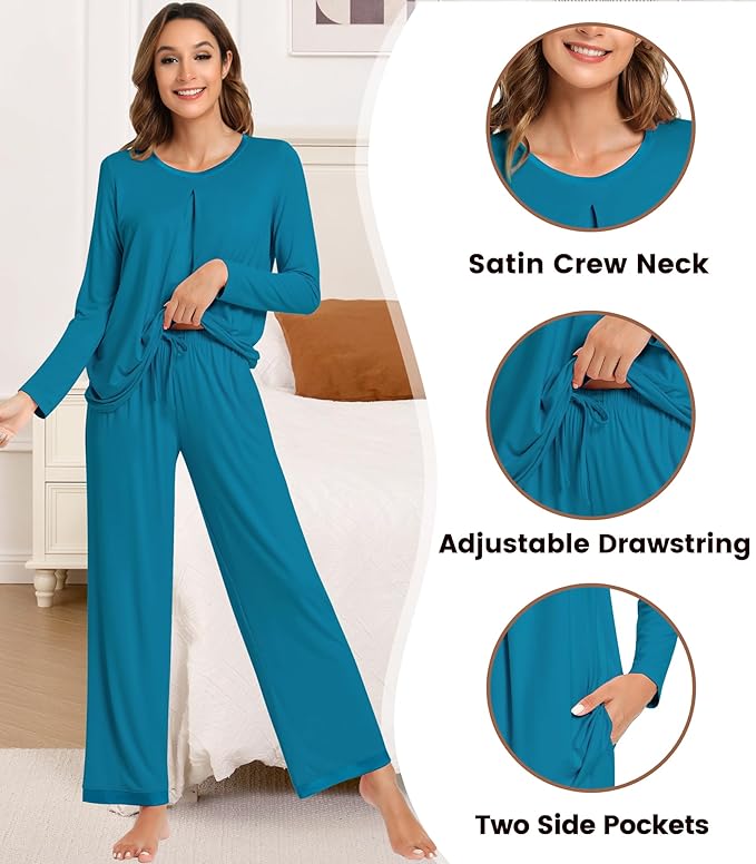 Women's Bamboo Pants Pajama Set - Long Sleeve - 2 Piece