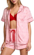 Women's Satin Shorts Pajama Set - Short Sleeve - 2 Piece