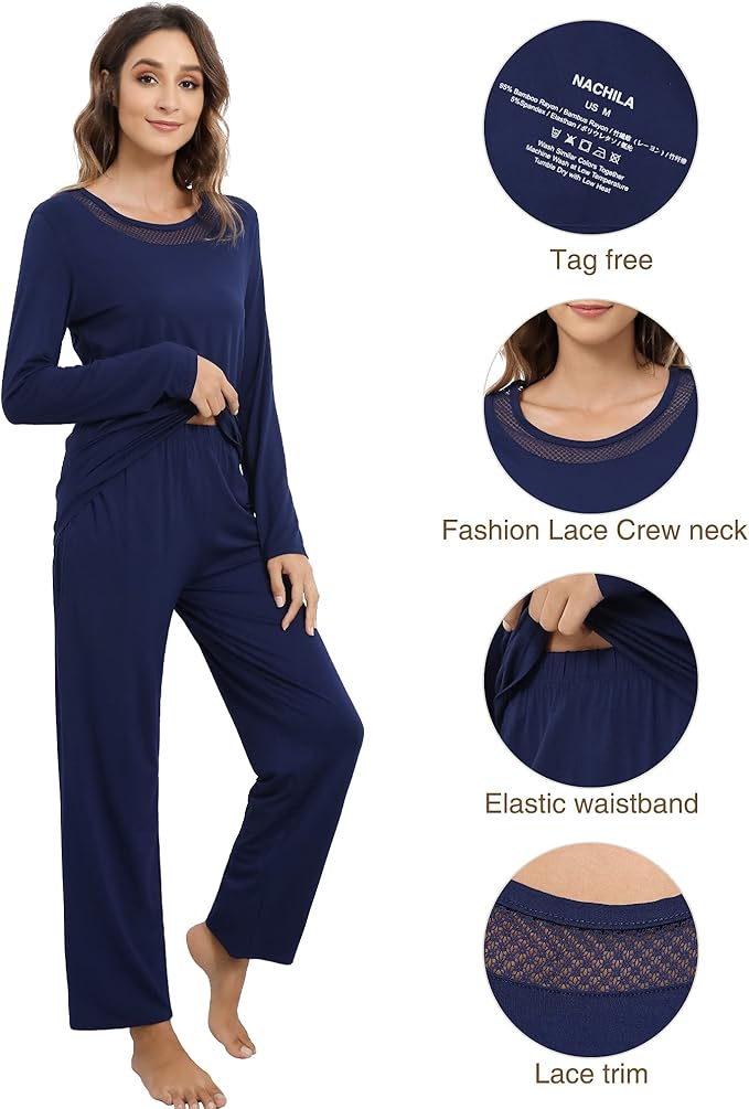 Women's Bamboo Pants Pajama Set - Long Sleeve