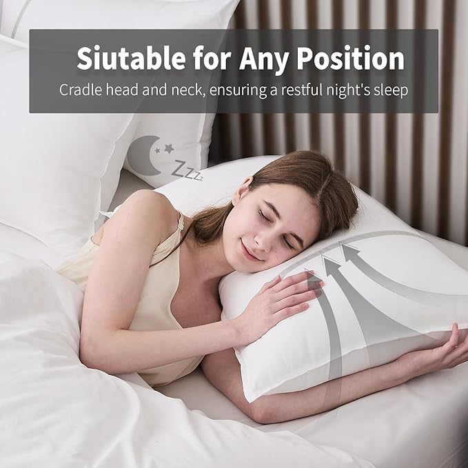 Down Alternative Cooling Bed Pillow - King - 20 x 34 in - 2 Piece