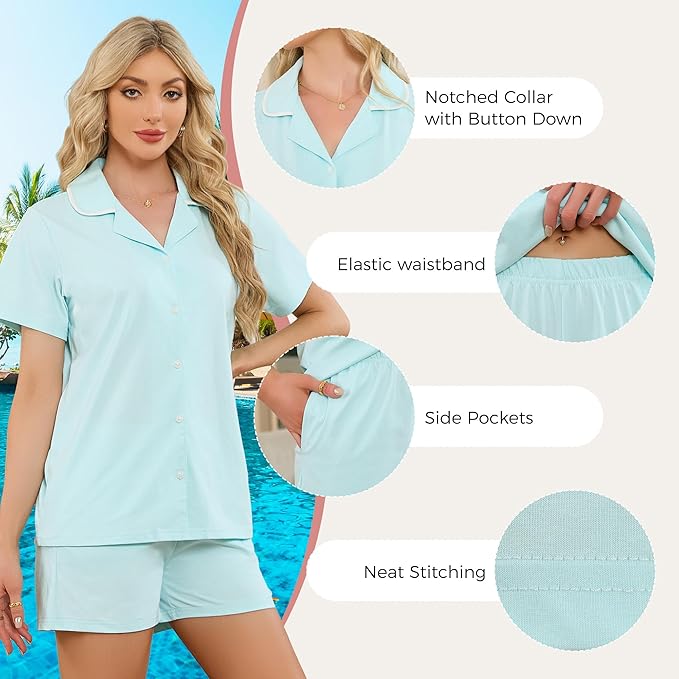 Women's Shorts Pajama Set - Short Sleeve - 2 Piece