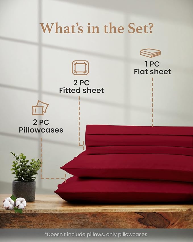 Bed Sheet Set - Split King - 16 in Deep Pocket - 5 Piece