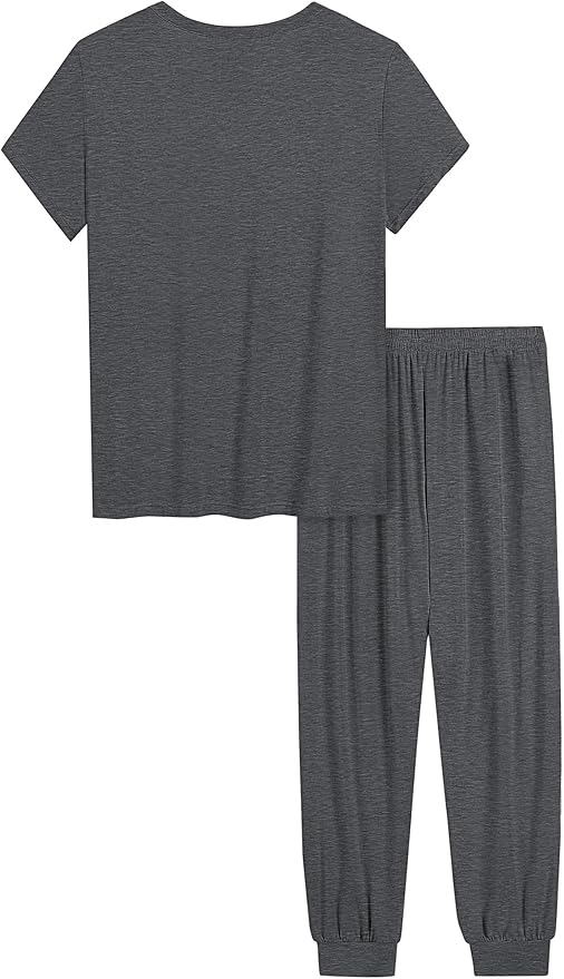 Women's Bamboo Pants Pajama Set - Short Sleeve - 2 Piece