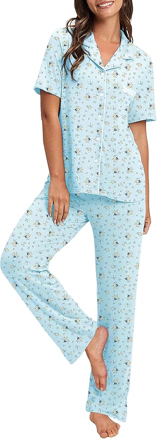 Women's 100% Cotton Pajama Set - Short Sleeve - 2 Piece
