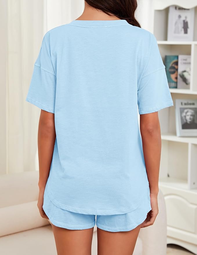 Women's 100% Cotton Shorts Pajama Set - Short Sleeve - 2 Piece