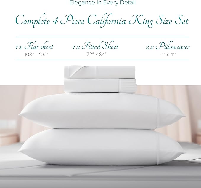 Linen Cooling Bed Sheet Set - California King - 16 in Deep Pocket - 4 Piece