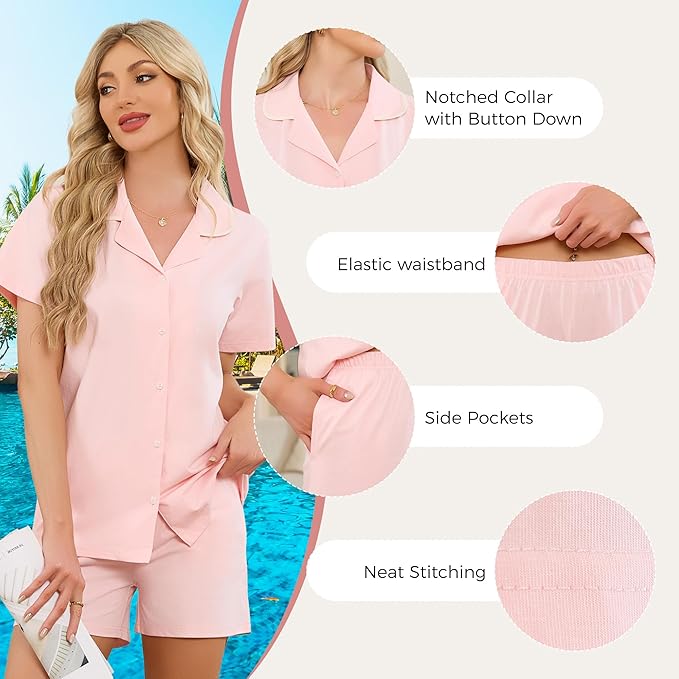 Women's Shorts Pajama Set - Short Sleeve - 2 Piece