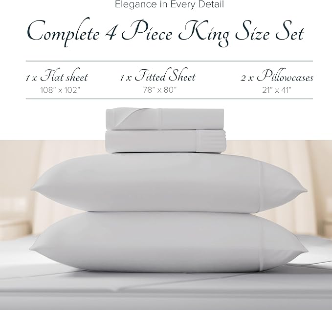 Linen Cooling Bed Sheet Set - King - 17 in Deep Pocket - 4 Piece