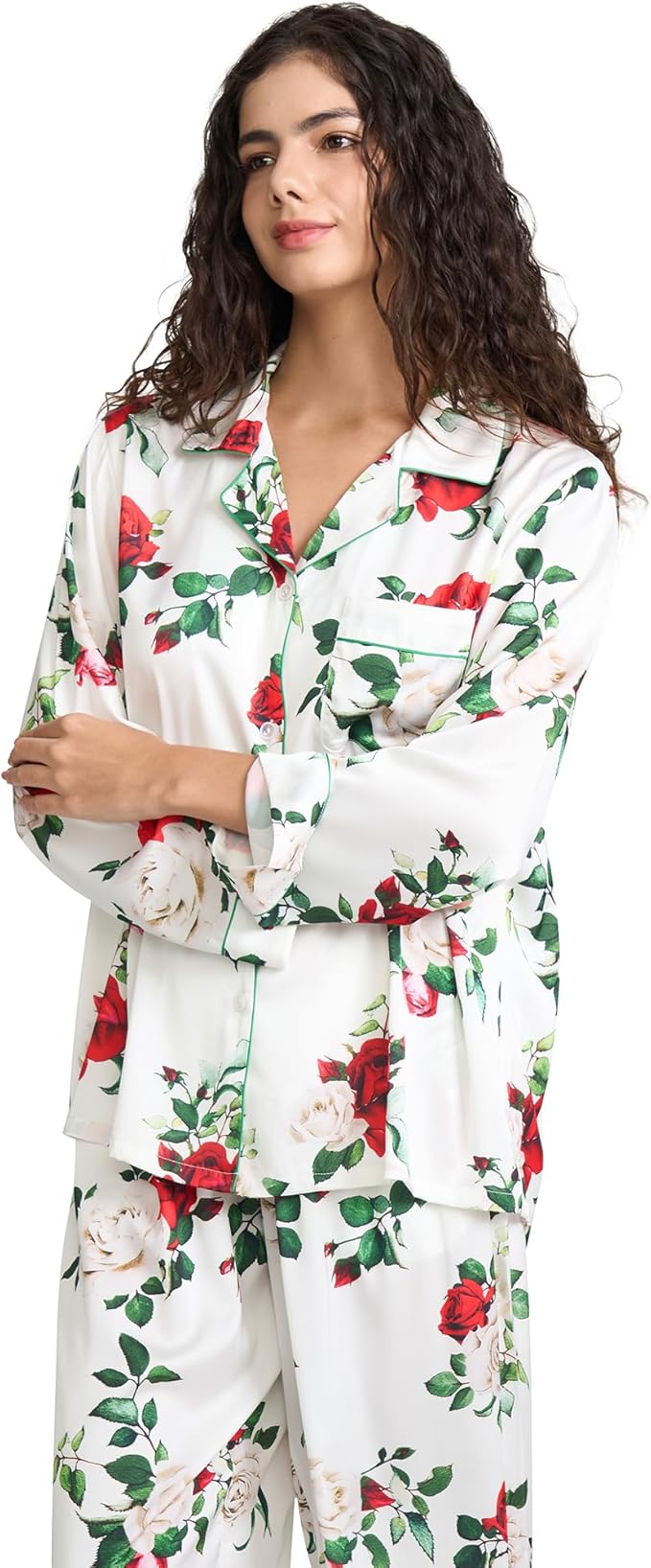 Satin Pajama Set - Long Sleeve - 2 Piece